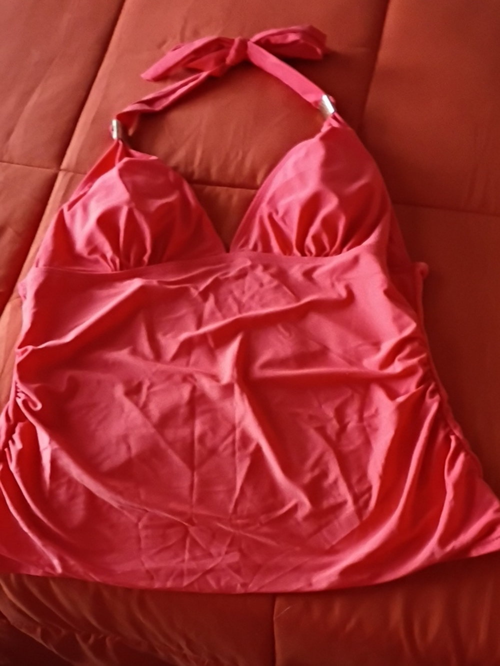 Coral Halter Tankini Swim Top